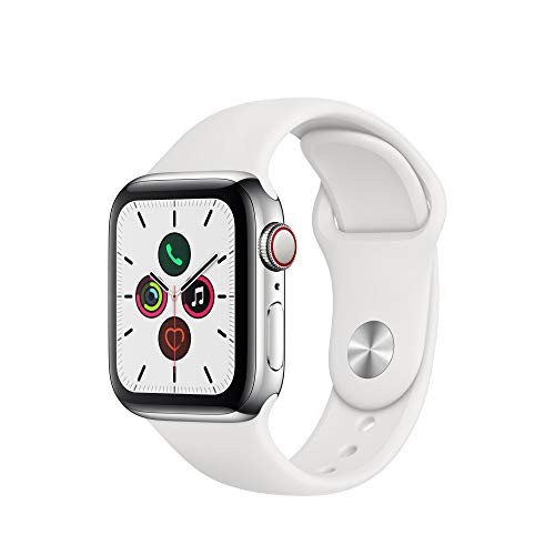 Apple Watch Series 5 (GPS + Cellular, 40 mm) Edelstahlgehäuse - Sportarmband Weiß