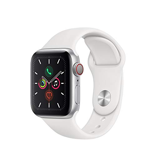 Apple Watch Series 5 (GPS + Cellular, 40 mm) Aluminiumgehäuse Silber - Sportarmband Weiß