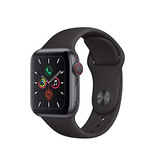 Apple Watch Series 5 (GPS + Cellular, 40 mm) Aluminiumgehäuse Space Grau - Sportarmband Schwarz
