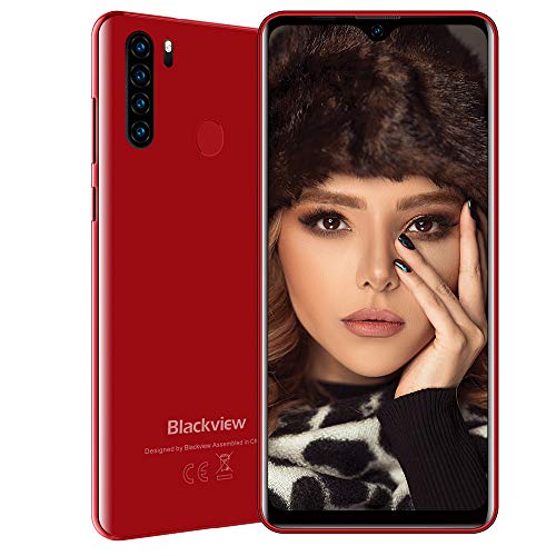 Blackview A80 Plus (2021) 4G Smartphone ohne Vertrag Günstig 6,49 Zoll Android 10 4GB RAM + 64GB ROM, 128GB erweiterbar 4680mAh Akku 13MP+8MP Dual Kamera Dual SIM - Fingerabdrucksensor Rot