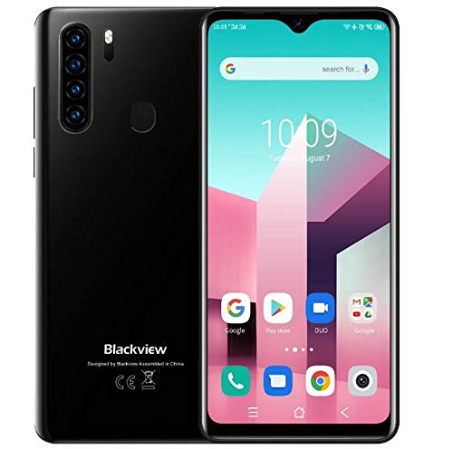 Blackview A80 Plus【2021】 Smartphone ohne Vertrag Ggünstig, 6,49 Zoll HD + Bildschirm, Helio P22 4GB+64GB, Quad-Rückfahrkamera, 4680 mAh Akku, 8,8 mm Dicke, Android 10 Dual-SIM-Handy 4G, NFC Schwarz