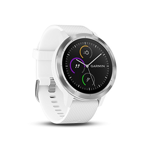 Garmin vívoactive 3 Music GPS-Fitness-Smartwatch – Music-Player für bis zu 500 Songs - Armband: Weiß,inkl. Silikon Wechselarmband schwarz (mit Musik)