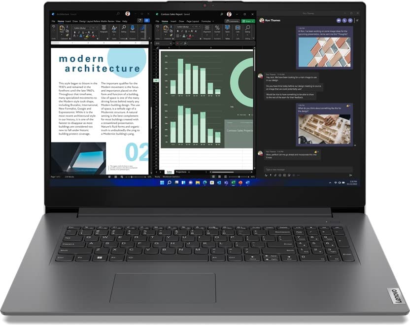 Lenovo (17,3 Zoll FullHD Notebook mit MS Office 2019 Pro (Intel Core 13th Gen U300, 5 Kerne, 4.40 GHz, 24 GB RAM, 1000 GB SSD, Intel UHD, HDMI, BT, Webcam, USB-C/3.0, WLAN, Windows 11 Prof) #7372