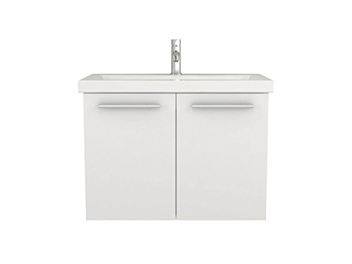 Waschtischunterschrank 80 cm breit Eiche und Weiß Waschbeckenunterschrank Unterschrank Badmöbel-Set hängend Sieper Acura (Weiß)