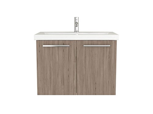 Waschtischunterschrank 80 cm breit Eiche und Weiß Waschbeckenunterschrank Unterschrank Badmöbel-Set hängend Sieper Acura (Eiche)