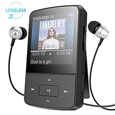 AGPTEK Mini Clip 8GB MP3 Player mit Silikon Hülle, Reflektierend Armband Tragbare 24 Stunden Wiedergabe Musik Player mit FM, G05, Schwarz