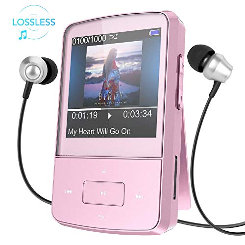AGPTEK Mini Clip 8GB MP3 Player mit Silikon Hülle Tragbare 24 Stunden Wiedergabe Musik Player mit FM, G05, Rosegold (Rosagold)
