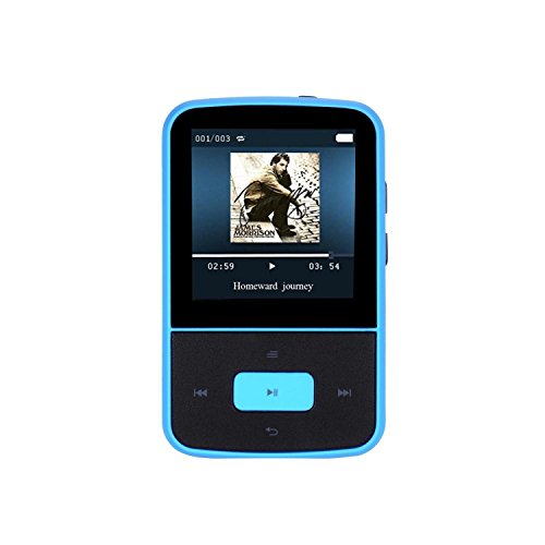 AGPTEK Mini Clip 8GB MP3 Player mit Silikon Hülle Tragbare 24 Stunden Wiedergabe Musik Player mit FM, G05, Blau