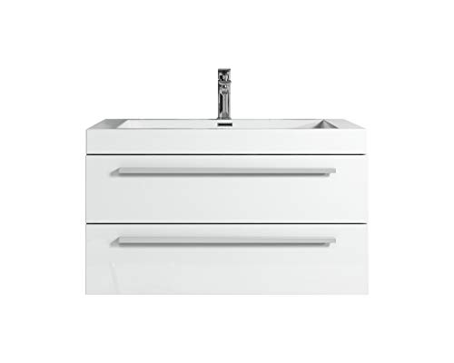 Badezimmer Badmöbel Rome 80 cm Hochglanz weiß - Unterschrank Schrank Waschbecken Waschtisch (80cm)
