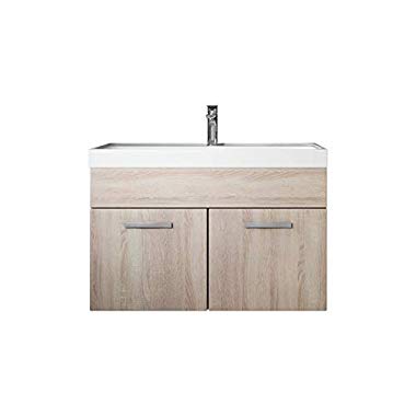 Badezimmer Badmöbel Set Paso 01 80 cm Waschbecken Sonoma Eiche - Unterschrank Schrank Waschbecken Waschtisch