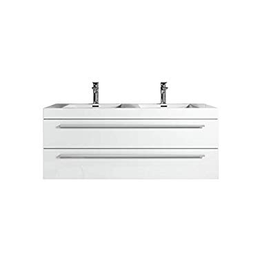 Badezimmer Badmöbel Set Rome 120cm Hochglanz Weiß - Unterschrank Schrank Waschbecken Waschtisch