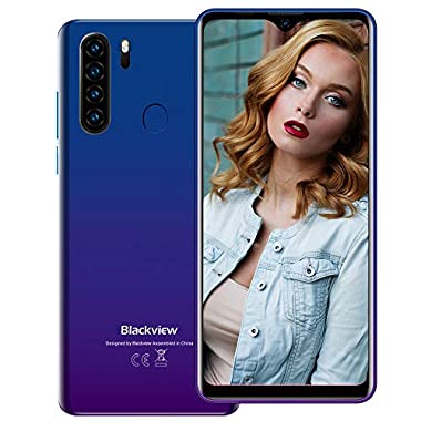 Blackview A80 Plus (2021) 4G Smartphone ohne Vertrag Günstig 6,49 Zoll Android 10 4GB RAM + 64GB ROM, 128GB erweiterbar 4680mAh Akku 13MP+8MP Dual Kamera Dual SIM Handy - NFC Blau