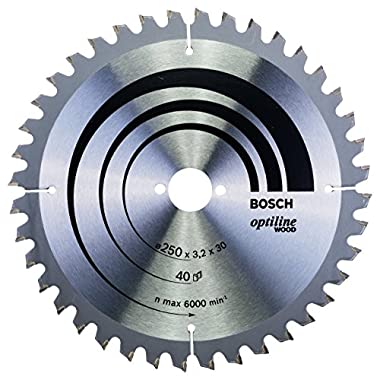 Bosch Professional Kreissägeblatt Optiline Wood (40 Zähne, Kapp- und Gehrungssäge, Ø 250 mm)