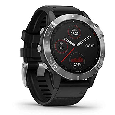 Garmin Unisex - Erwachsene fenix 6 GPS-Multisport-Smartwatch,Schwarz/Silber,M