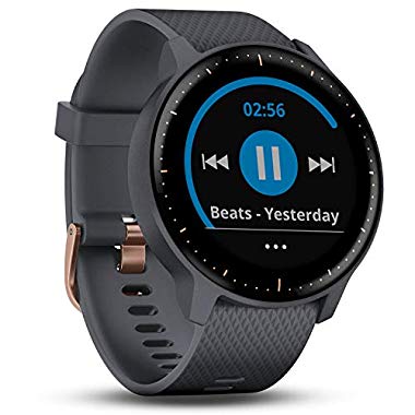 Garmin vívoactive 3 Music Granitblau GPS-Fitness-Smartwatch – Musikplayer,Garmin Pay,Sport-Apps (Granitblau-Roségold, mit Musik)