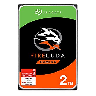Seagate FireCuda Gaming, hybride interne Festplatte 2 TB SSHD, 3.5 Zoll, SATA 6 Gb/s, silber, FFP, Modellnr.: ST2000DXZ02