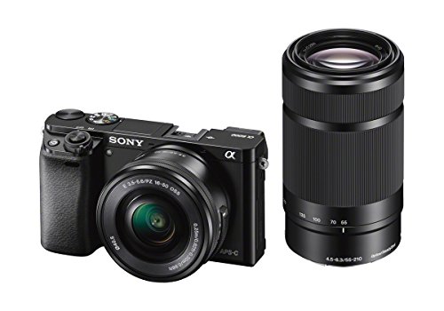 Sony Alpha 6000 Systemkamera (LCD-Display, Exmor APS-C Sensor, Full-HD, High Speed Hybrid AF) inkl. SEL-P 16-50 mm und SEL 55-210 mm Objektiv, 120 x 66,9 x 45,1 mm, schwarz)