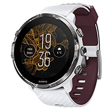 Suunto 7 Smartwatch mit vielfältiger Sporterfahrung und Wear OS by Google (Einheitsgröße, Weiß/Bordeaux)