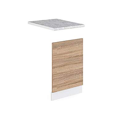 Vicco Küchenschrank R-Line Hängeschrank Unterschrank Küchenzeile Küchenunterschrank Arbeitsplatte, Möbel verfügbar in anthrazit und weiß (Sonoma mit Arbeitsplatte, Geschirrspülerblende 45 cm)
