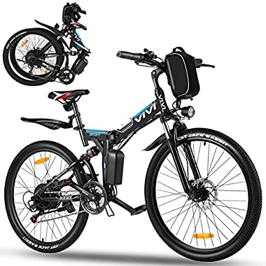 Vivi Ebike Mountainbike 26 Zoll E Bike Damen Herren, Elektrofahrrad klapprad mit Abnehmbare 36V 8Ah Lithium-Ionen Batterie, Shimano 21-Gang Electric Bike (Blau)