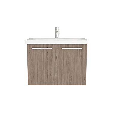 Waschtischunterschrank 80 cm breit Eiche und Weiß Waschbeckenunterschrank Unterschrank Badmöbel-Set hängend Sieper Acura (Eiche)